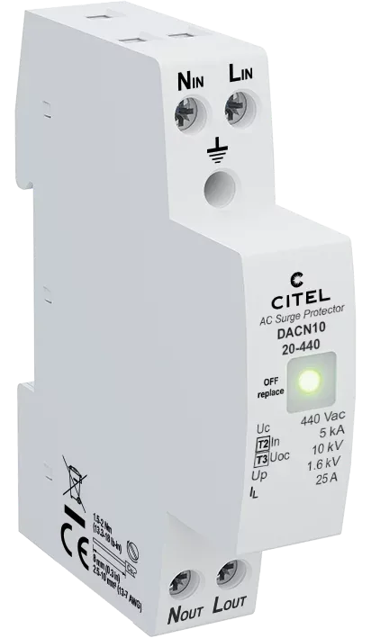 Устройство защиты от импульсных перенапряжений Citel DACN10-20-440 (70113031), тип 2 (или 3), моноблочный