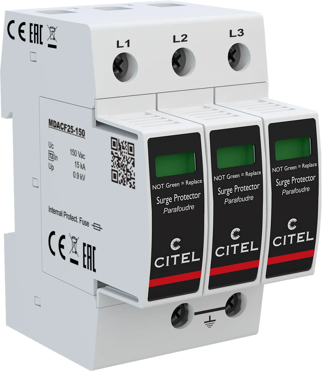 Устройство защиты от импульсных перенапряжений Citel DACF25-30-150 со встроенным предохранителем (821410113), тип 2